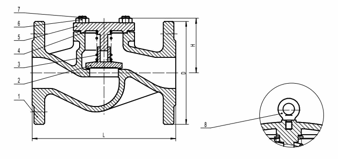 進口法蘭止回閥結(jié)構(gòu)圖