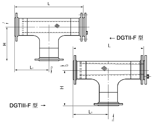 T型法蘭連接反折流式過(guò)濾器（DGTIII-F型）